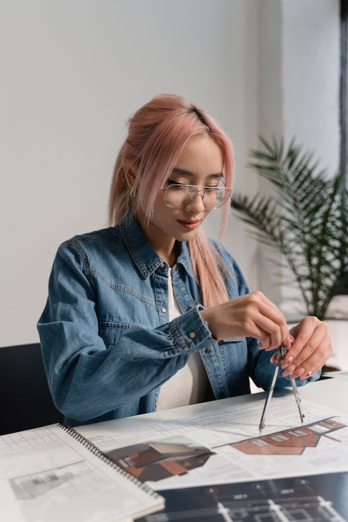 The Art of Drawing Readers In: Your attractive post title goes here Focused young female architect in denim creates designs with precision in modern workspace.