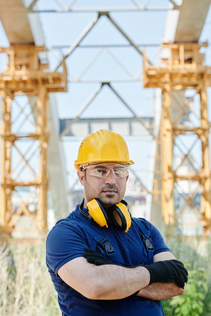 Mastering the First Impression: Your intriguing post title goes here Confident engineer standing with protective gear at a construction site.
